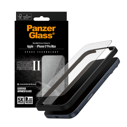 PanzerGlass Ultra-Wide Fit Ceramic II Apple iPhone 17 Pro Max Screenprotector, afbeelding 5