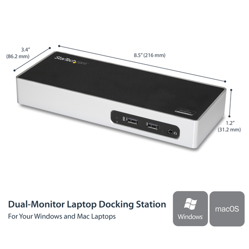 StarTech.com USB 3.0 Docking Station - Dual Monitor Laptop Docking Station with HDMI & DVI/VGA Video - 6-port USB 3.1 Gen 1 5Gbps Hub, GbE, Audio - Universal Ty – image 9