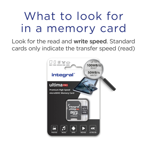 Integral 64GB MICRO SDXC UHS-1 U3 CL10 V30 UP TO R-100 W-50 MBS WITH METAL CARD CASE TWIN PACK WITH ADAPTER – image 6