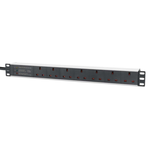 19IN PDU 1U 7-WAY UK AC PLUGS-SURGE PROTECTION