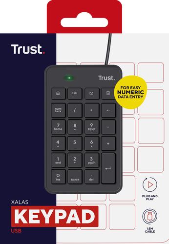 Trust Xalas Numeriek USB-toetsenblok Toetsenbord Zwart, afbeelding 4