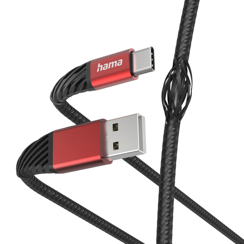 Hama Extreme USB кабель USB 2.0 1,5 m USB A USB C 0,48 Gbit/s Черный, Красный