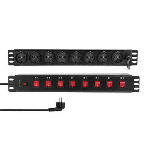 Product image: LogiLink PDU8D01 surge protector Black 8 AC outlet(s) 230 V 2 m