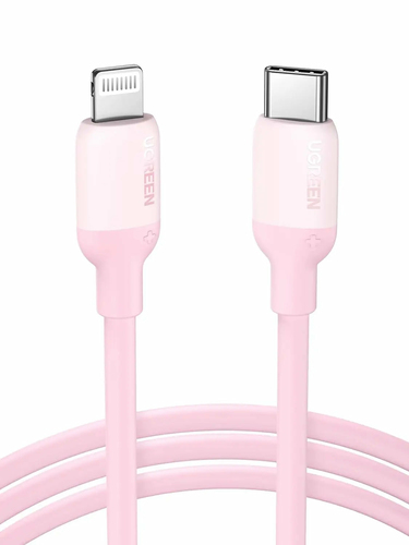 60625 Cable USB-C a Lightning / Certificado MFi / 1 Metro / Adecuado para iPhone, iPad, iPod / Carga Rápida PD 20W /  Sincronización de Datos de hasta 480 Mbps / Goma de Silicona y  TPE. / Suave al Tacto / Color Pink <br>  <strong>Código SAT:</strong> 26121604