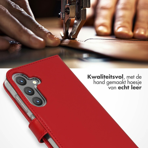 Selencia Echt Lederen Bookcase Samsung Galaxy S24 - Rood, afbeelding 2