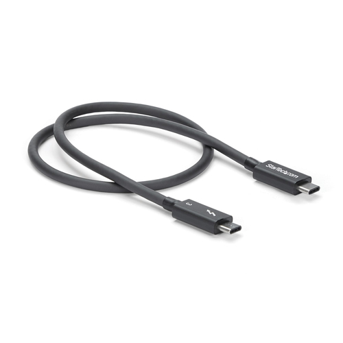 StarTech.com 50cm (1.6ft) Thunderbolt 3 Cable, 40Gbps, 100W PD, 4K/5K Video, Thunderbolt-Certified, Compatible w/ TB4/USB 3.2/DisplayPort Thunderbolt kabel 50cm Sort – billede 4