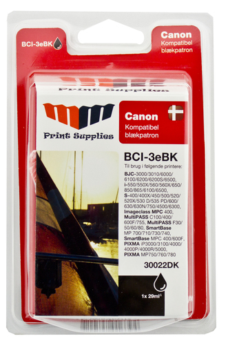 MM Black Inkjet Cartridge - Replaces Canon BCI-3eBK (4479A002) - 30% Extra ink compared to OEM