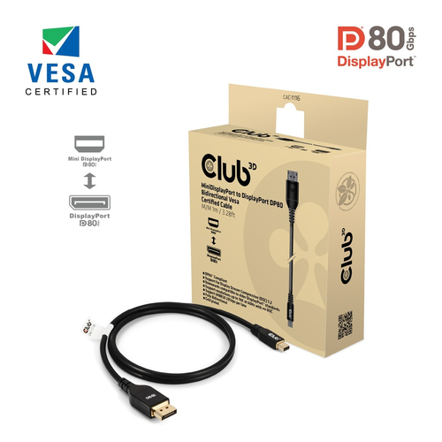 Club 3D MiniDisplayPort naar DisplayPort DP80 bidirectioneel adapter, afbeelding 3