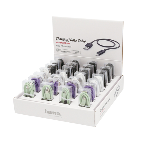 Hama 00187242 USB кабель USB 2.0 0,75 m USB A Micro-USB A 0,48 Gbit/s Черный, Зеленый, Пурпурный, Белый