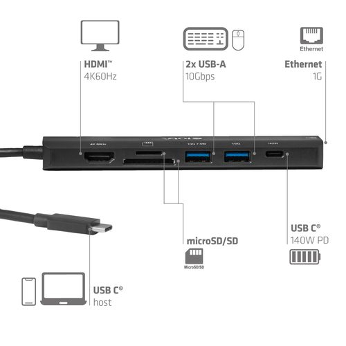 Club 3D CSV-2555 7-1 USB-C naar HDMI Hub, afbeelding 6