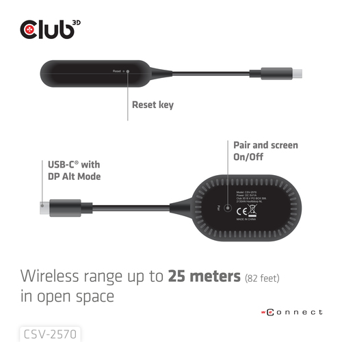Club 3D Wireless USB-C to HDMI Transmitter and Receiver adapter, afbeelding 8