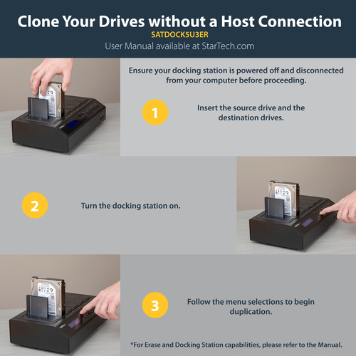 StarTech.com USB 3.0 / eSATA 6-Bay Hard Drive Duplicator Dock - 1:5 HDD / SSD Cloner and Eraser – image 8