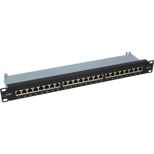 Product image: InLine Patch Panel Cat.6 24 Port 19" 1HE black RAL9005