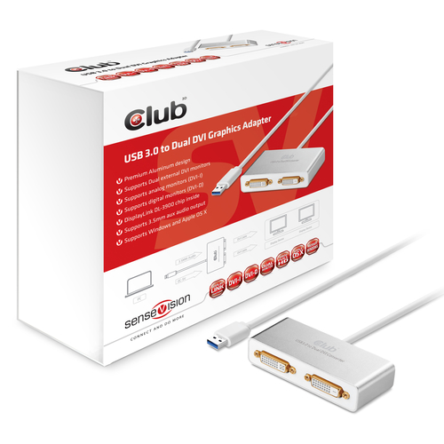 CLUB3D USB 3.0 to DUAL DVI + Audio 3.5mm