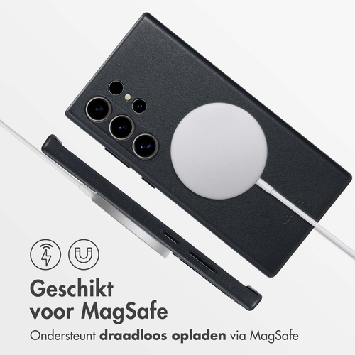 Accezz MagSafe Leather Backcover Samsung Galaxy S24 Ultra - Onyx Zwart, afbeelding 2