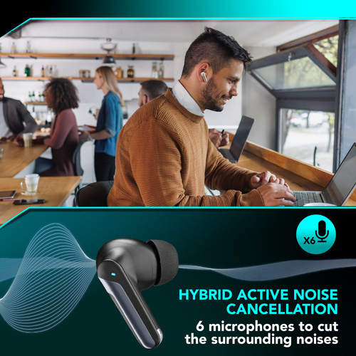 Cellularline NUMB BLUETOOTH EARBUDS WITH HYBRID ANC, BLACK – image 2
