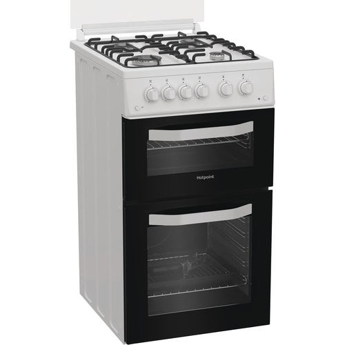 Hotpoint HTG5GCWL 50cm Twin Cavity Gas Cooker with Glass Lid in White - image 3