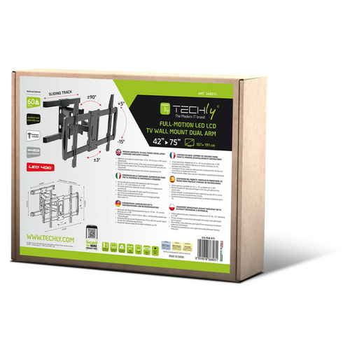 Techly LED/LCD-houder voor 42-75" zwart, afbeelding 2