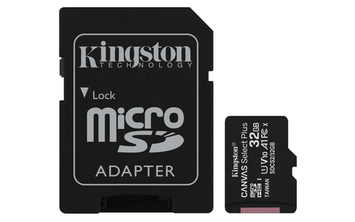 SDCS2/32GB-2P1A Kingston Canvas Select Plus - Tarjeta de memoria flash adaptador microSDHC a SD Incluido - 32 GB - A1 / Video Class V10 / UHS Class 1 / Class10 - microSDHC UHS-I paquete de 2