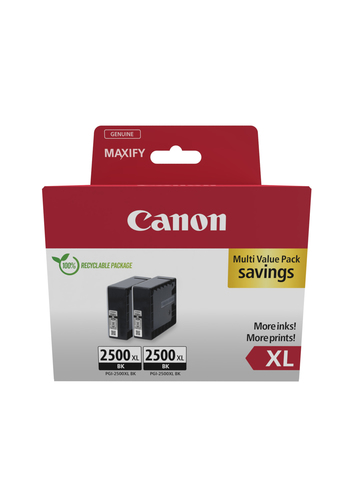 Canon Pgi-2500XL Inkjet Cartridge Twin Pack High Yield Black 9254B011 - image 1