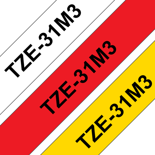 Bundle: Brother P-touch 12mm áx 8m Black On White TZ-231 x 1 + TZE31M3 - image 1