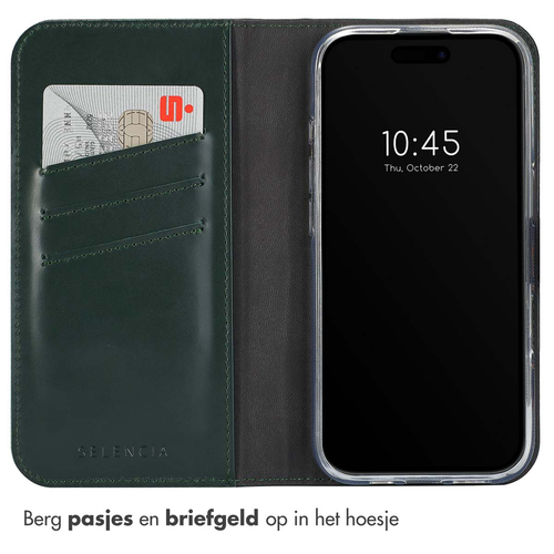 Selencia Echt Lederen Bookcase iPhone 16 Pro Max - Groen, afbeelding 3