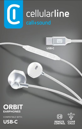 Cellularline 8018080422379 Гарнитура Проводная Вкладыши Calls/Music USB Type-C Белый