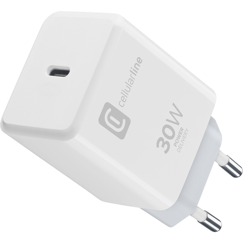 Cellularline ACHIPHKITC2LMFI30W зарядное устройство для мобильных устройств Ноутбук, Универсальная Белый Кабель переменного тока Быстрая зарядка Для помещений