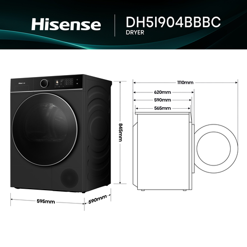 Hisense DH5I904BBBC tumble dryer Freestanding Front-load – image 6