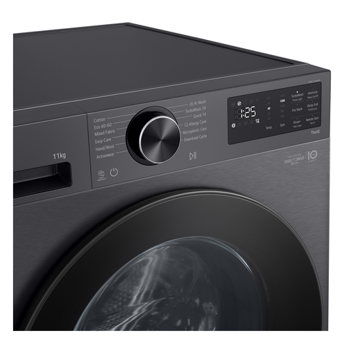 LG F4X5011TBB 11kg 1400 Spin Washing Machine in Matte Black A Rated AI - image 3