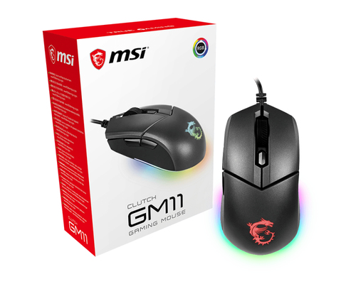 MSI CLUTCH GM11 RGB Optical Gaming Mouse '5000 DPI Optical Sensor, 6 Programmable button, Dual-Zone RGB, Symmetrical design, OMRON Switch with 10+ Million Click
