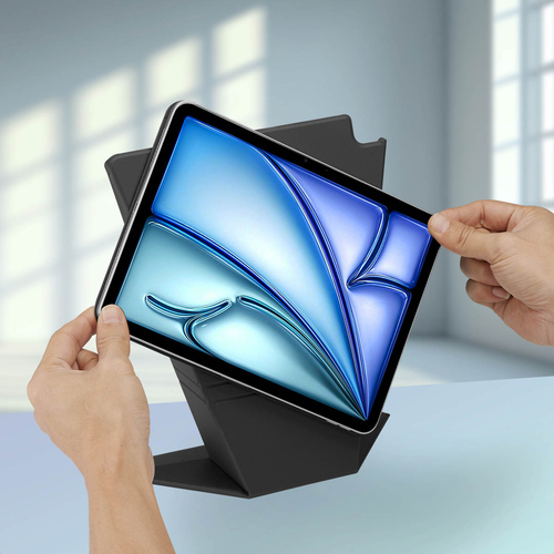 ACCEZZ – High Stand Tablet Case – Bookcase 11″ – Kunst‑leder – Magnetische bevestiging – Verstelbare kijkhoek – zwart, afbeelding 3