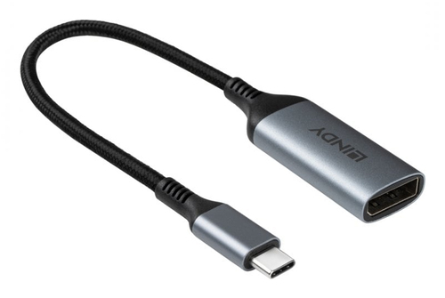 Lindy 43426 video kabel adapter 0,15 m USB Type-C DisplayPort Grijs, Zwart, afbeelding 3