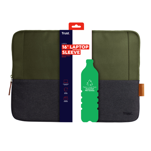 Trust Lisboa Laptophoes van 16 inch Laptop sleeve Groen, afbeelding 4