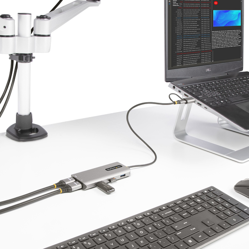 StarTech.com Adaptador Multipuertos USB-C - HDMI Doble (4K30Hz/1080p60Hz) - Hub Ladrón 3x USB-A - Mini Docking Station de Viajes - Docking Station USB Tipo C con Cable Integrado de 40cm
