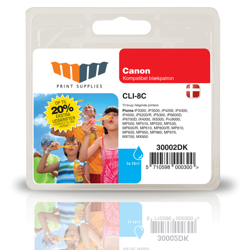 MM Cyan Inkjet Cartridge - Replaces Canon CLI-8C (0621B001) - 20% Extra ink compared to OEM