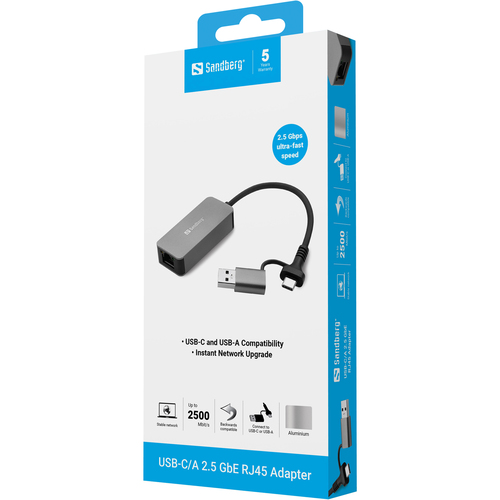 Sandberg USB-C/A 2.5 GbE RJ45 Adapter – image 5