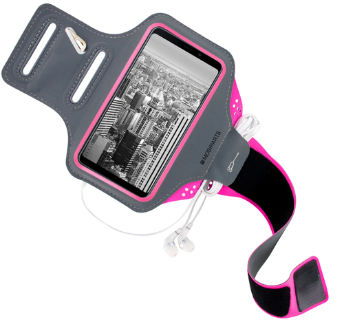 Mobiparts Comfort Fit Sport Armband Samsung Galaxy A9 (2018) Neon Pink – image 2