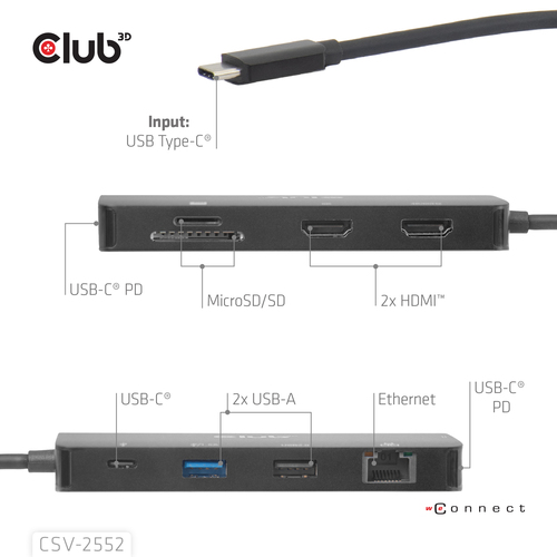Club 3D 9-1 Dual HDMI Display USB-C Hub PD3.0 100W dockingstation, afbeelding 10