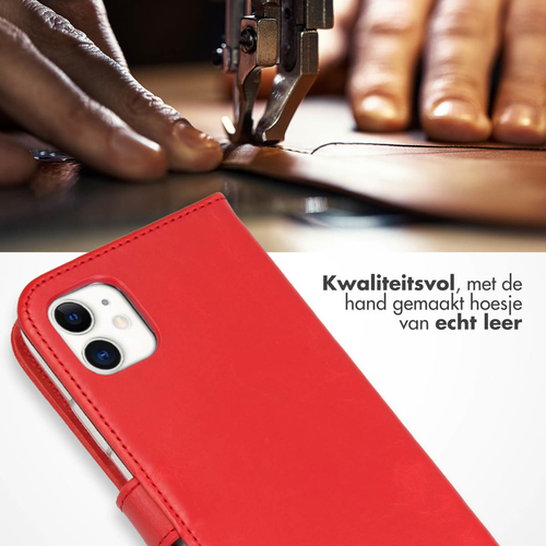 Selencia Echt Lederen Bookcase iPhone 11 - Rood, afbeelding 2