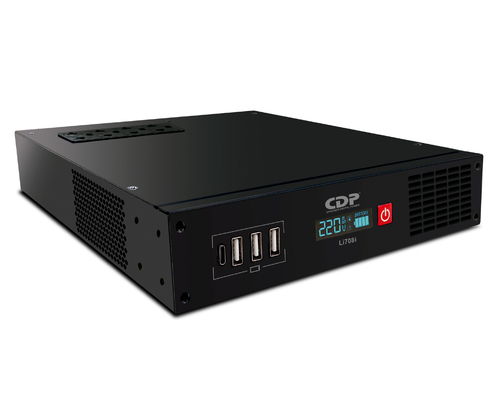 CDP Li708i 700VA/350W UPS 8 Outlets, 1 U Rack mount, 3 USB-A, 1 USB-C, LCD Display, Compact lithium based UPS 220 Vac