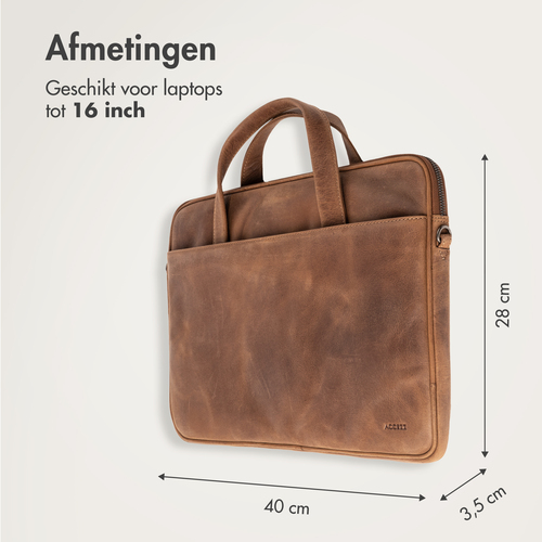 Accezz Leather Laptoptas 16 inch - Cognac, afbeelding 4