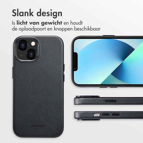 Accezz MagSafe Leather Backcover iPhone 13 - Onyx Black, afbeelding 8