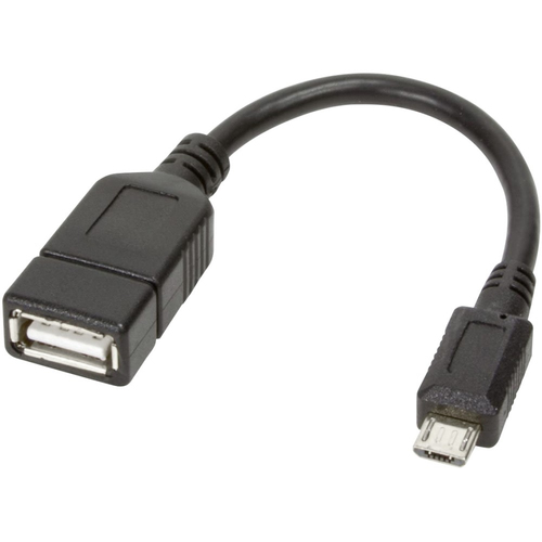TECHLY USB2.0 Anschlusskabel OTG schwarz Buchse Typ A auf Stecker Typ Micro B  20cm