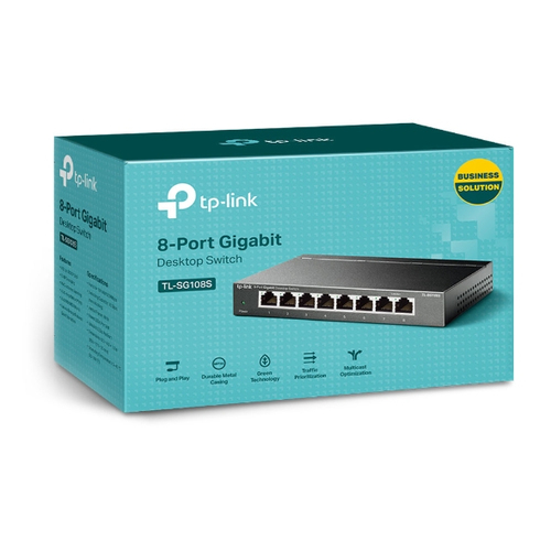 TP-Link TL-SG108S(UN) netwerk-switch Unmanaged Gigabit Ethernet (10/100/1000) Desktop Zwart, afbeelding 3