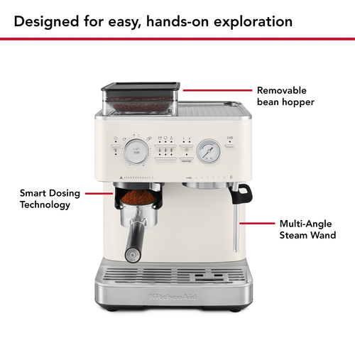 KitchenAid Semi Automatic Espresso Machine with Burr Grinder Porcelain - image 4