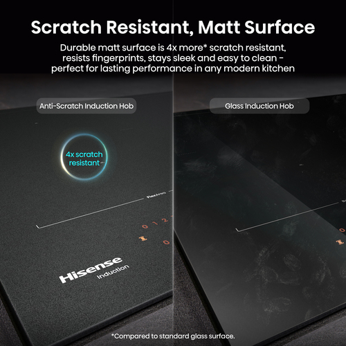Hisense 59,5 cm induction hob with 4 zones delivering strong, responsive heat for everything from quick boiling to precise simmering. Matt surface with 10x scra – image 5
