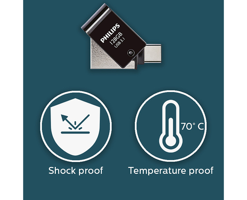 Philips FM12DC152B/00 USB flash drive 128 GB USB Type-A 3.2 Gen 1 (3.1 Gen 1) Zwart, Zilver, afbeelding 2