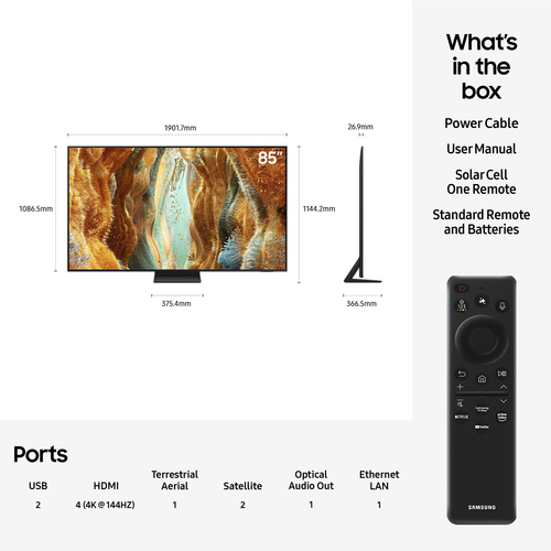 85" Samsung QN70F Neo Qled 4K Mini LED Vision AI Smart TV 2025 - QE85QN70F, Black - image 4