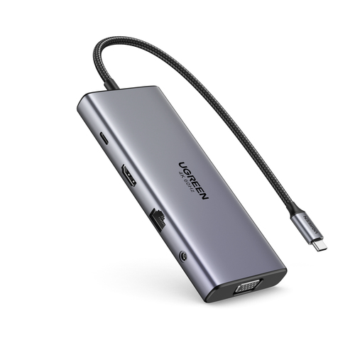 Ugreen 11-in-1 USB-C Hub to 3x USB-C/2x USB-A/HDMI/VGA/RJ45/SD/TF/3.5mm - Gray – image 3